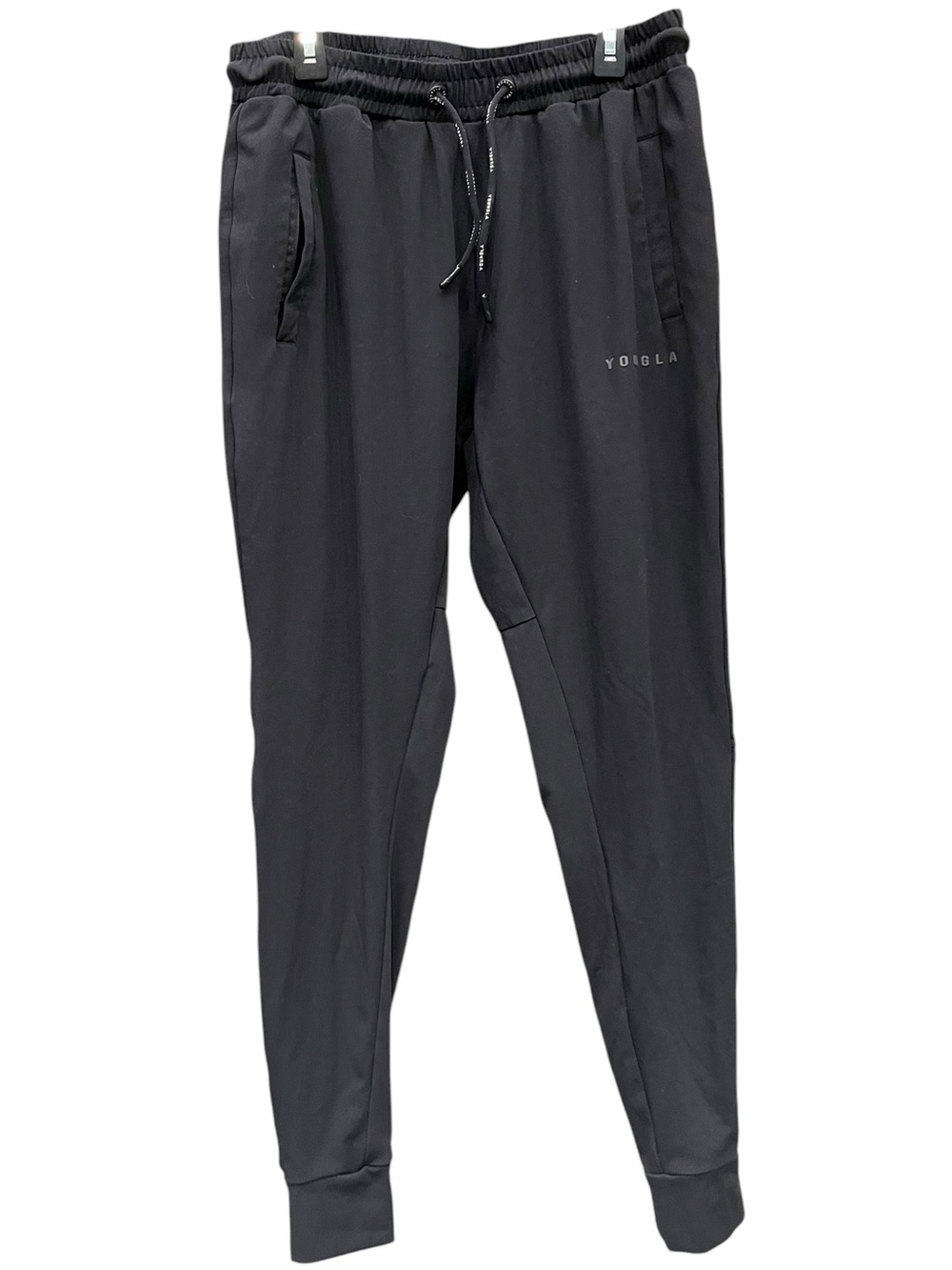 YoungLA | Black Slim Fit Joggers with Logo Medium